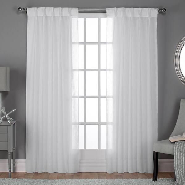 Solid Sheer Double Pinch Pleat, Sheer White Curtain Panels