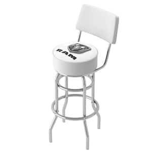 Logo White 360° Swivel in Chrome Double Rung Base with Foam Padded Seat and Back Bar Stool