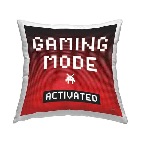 Stupell Industries Red Gaming Mode Activated Red Abstract Polyester 18 in. x 18 in. Throw Pillow