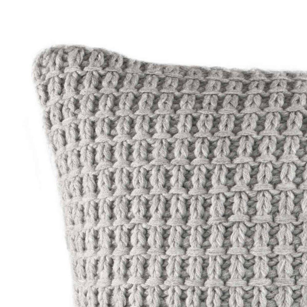 16" Square Gray Cotton Embroidered Coastal Throw Pillow