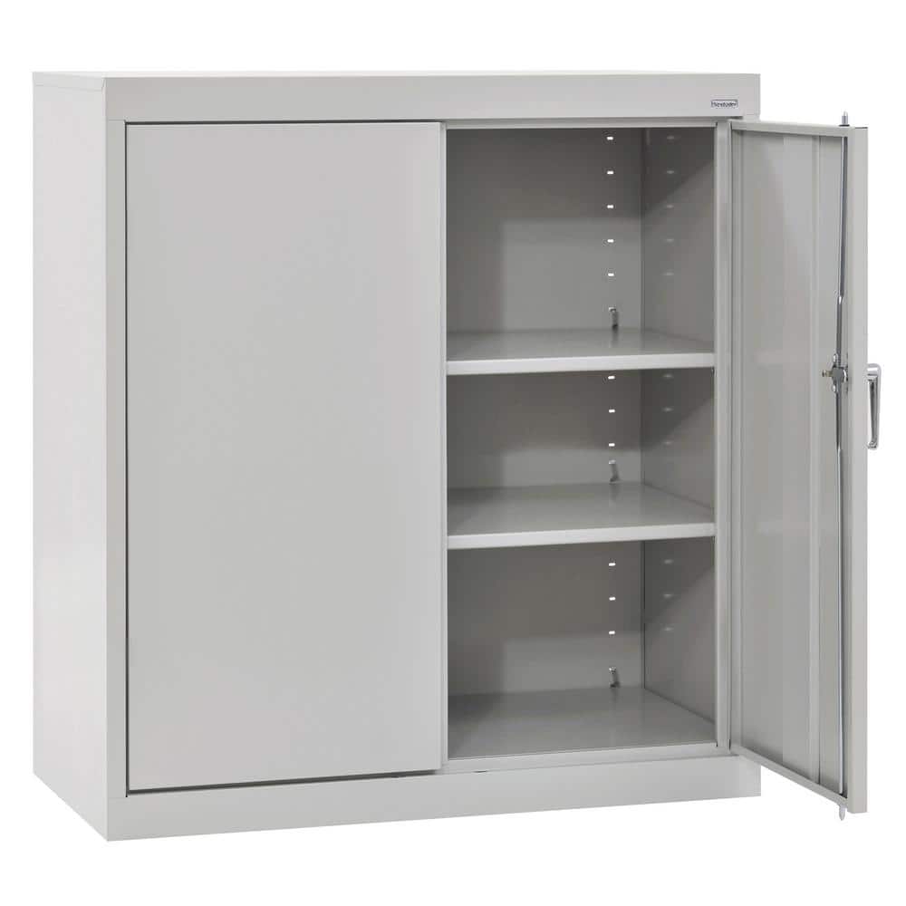Dove Gray Powder Coated Lockable Steel Base Cabinet
