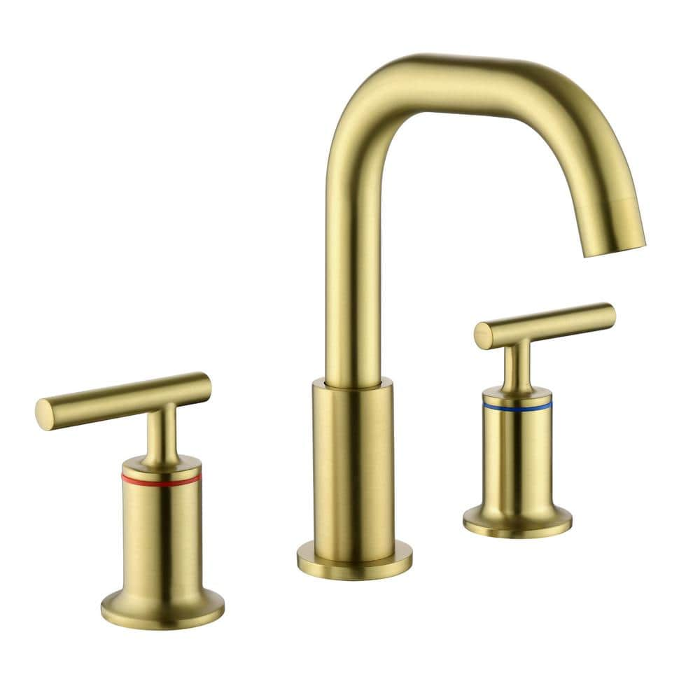 8 in. Widespread 2-Handle Bathroom Faucet with 360-Degree Rotation in Brushed Gold -  Zalerock, SSLTX0102G