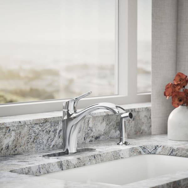 Rival Single-Handle Kitchen Sink Faucet with Side Sprayer in Polished Chrome