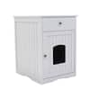 Unbranded Cat Litter Box Enclosure Hidden Litter Box Furniture Cabinet Cat House Side Table Large Pet Crate Nightstand in White P-TDE105990