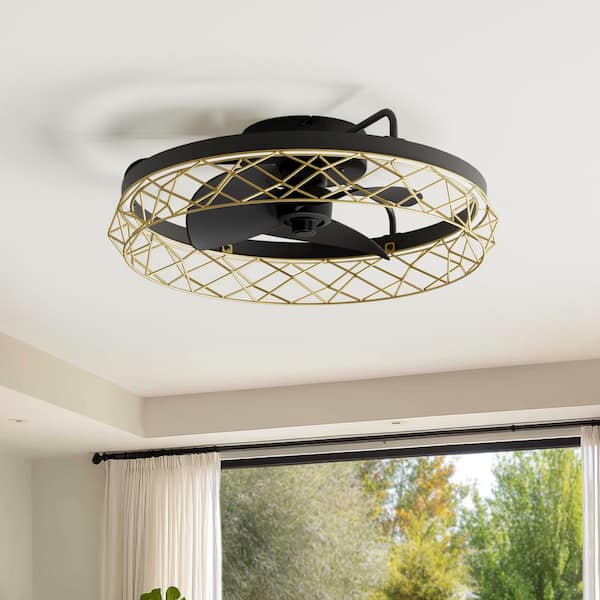 19.7'' Led Flush Mount Ceiling Fan With Light And Remote Control Included, 12 in Span