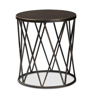 Finnick 15.7 in. Black Round Metal Top End Table