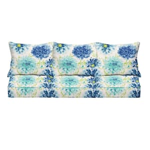 Sorra Home 22.5 in. x 22.5 in. x 5 in. Deep Seating Outdoor/Indoor Couch Pillow and Cushion Set in Gardenia Seaglass