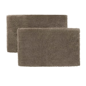 Fawn Brown 19 in. x 34 in. Non-Skid Cotton Bath Rug (Set of 2)