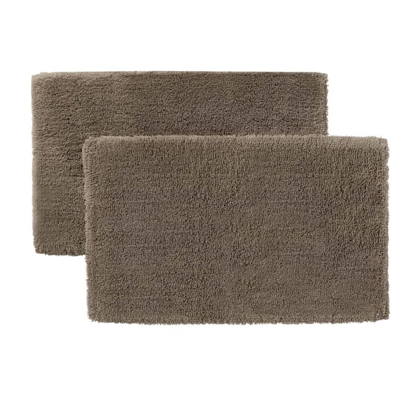StyleWell Fawn Brown 17 in. x 25 in. Non-Skid Cotton Bath Rug (Set of 2)