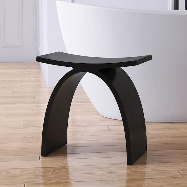 16.7 in. Solid Surface Shower Stool in Black