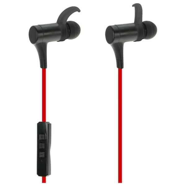 iLive Bluetooth Wireless Earbuds with Built-In Microphone, Black/Red