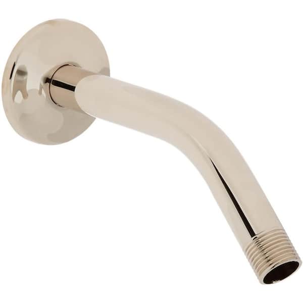 Westbrass 1/2 in. IPS x 10 in. Round Wall Mount Shower Arm with Sure Grip  Flange, Satin Nickel D302-1-07 - The Home Depot