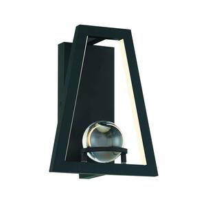 Haven 8.5 in. W x 11 in. H 15.5W integrated LED Matte Black Wall Sconce with Mounted Crystal Ball