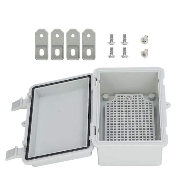 ABS Plastic Junction Box IP65 Waterproof and Dustproof Hinged Enclosure for Indoor/Outdoor Use (5.9" x 3.9" x 2.8")