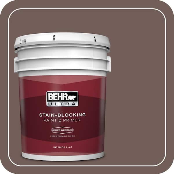 BEHR ULTRA 5 gal. #750B-6 Tree Bark Extra Durable Flat Interior Paint & Primer