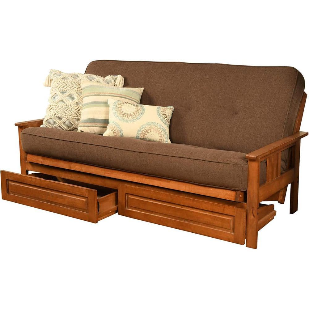 79 in. Barbados/Linen Cocoa Linen Upholstered Full Size Futon Set with Mattress and Storage Drawers price history on PriceWatchPro