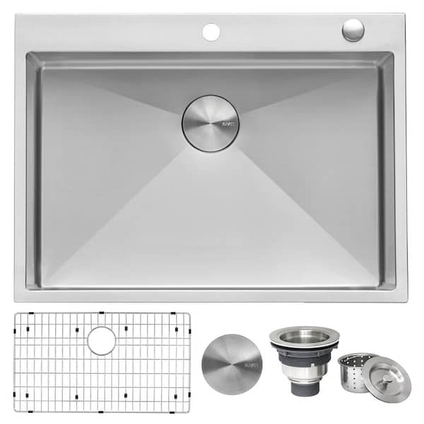 Ruvati Tirana Pro 30 in. Drop-in Topmount SIngle Bowl 16-Gauge Stainless Steel Kitchen Sink with Rounded Corners