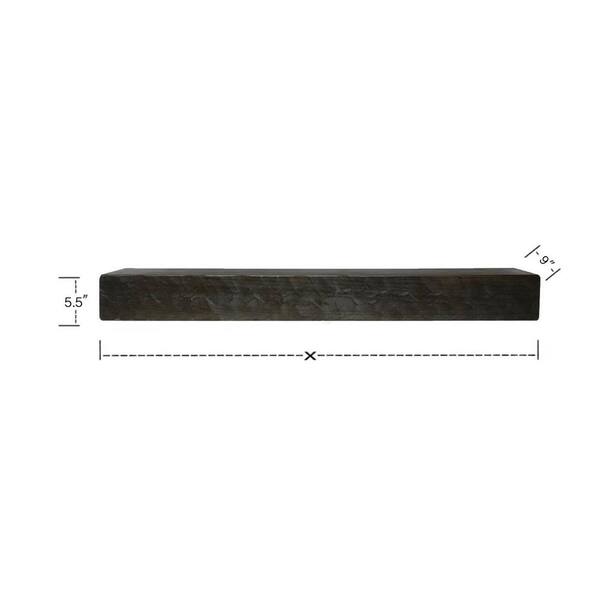 Dogberry Collections Rough Hewn 60 in. x 5.5 in. Midnight Black Mantel  m-hewn-6005-nght-none - The Home Depot