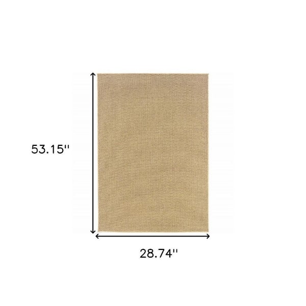Beige 2 ft. x 4 ft. Loomed Polypropylene Rectangle Indoor/Outdoor Area Rug