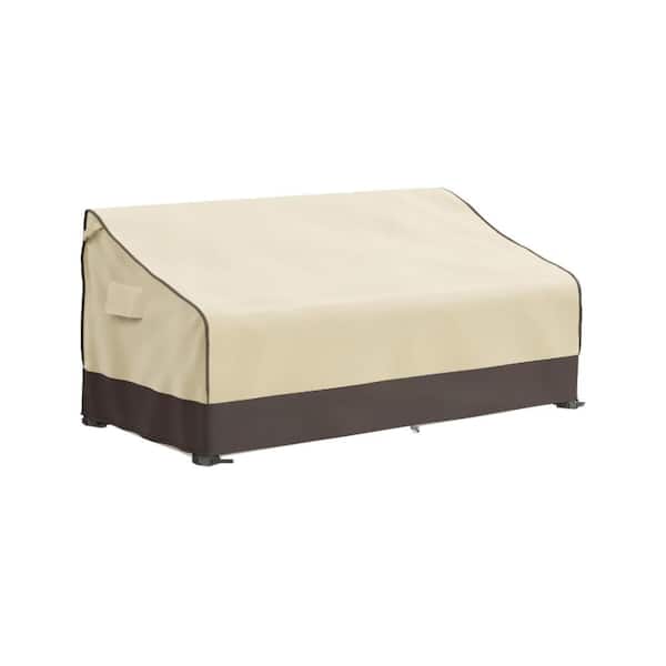 Heavy Duty 80 in. W x 38 in. D x 35 in. H Beige Waterproof 3-Seater Patio Sofa Cover with Air Vent and Handles