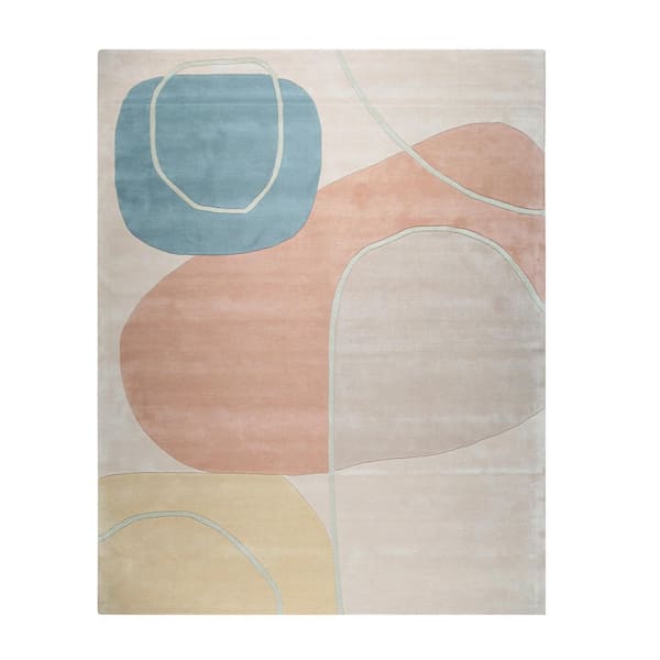 Multicolored Hand-Tufted Wool Contemporary Modern, 8 ft. x 10 ft. Rug