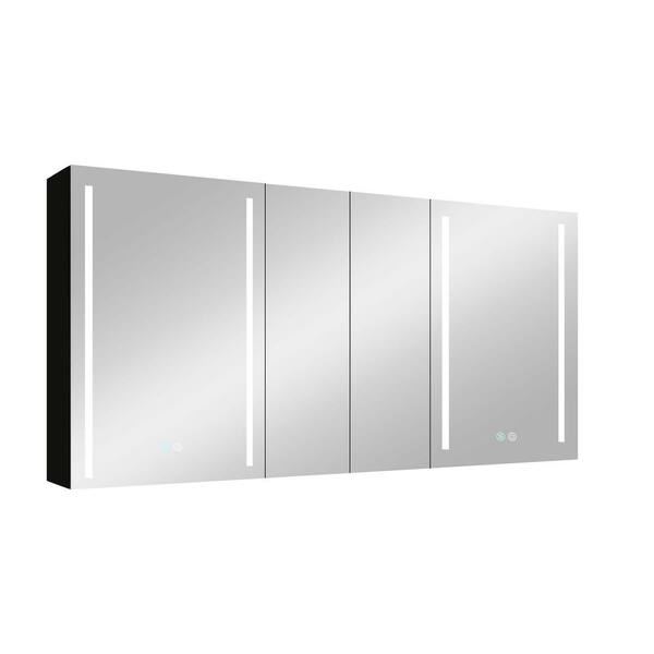 Unbranded 60 in. W x 30 in. H Rectangular Aluminum Medicine Cabinet with Mirror