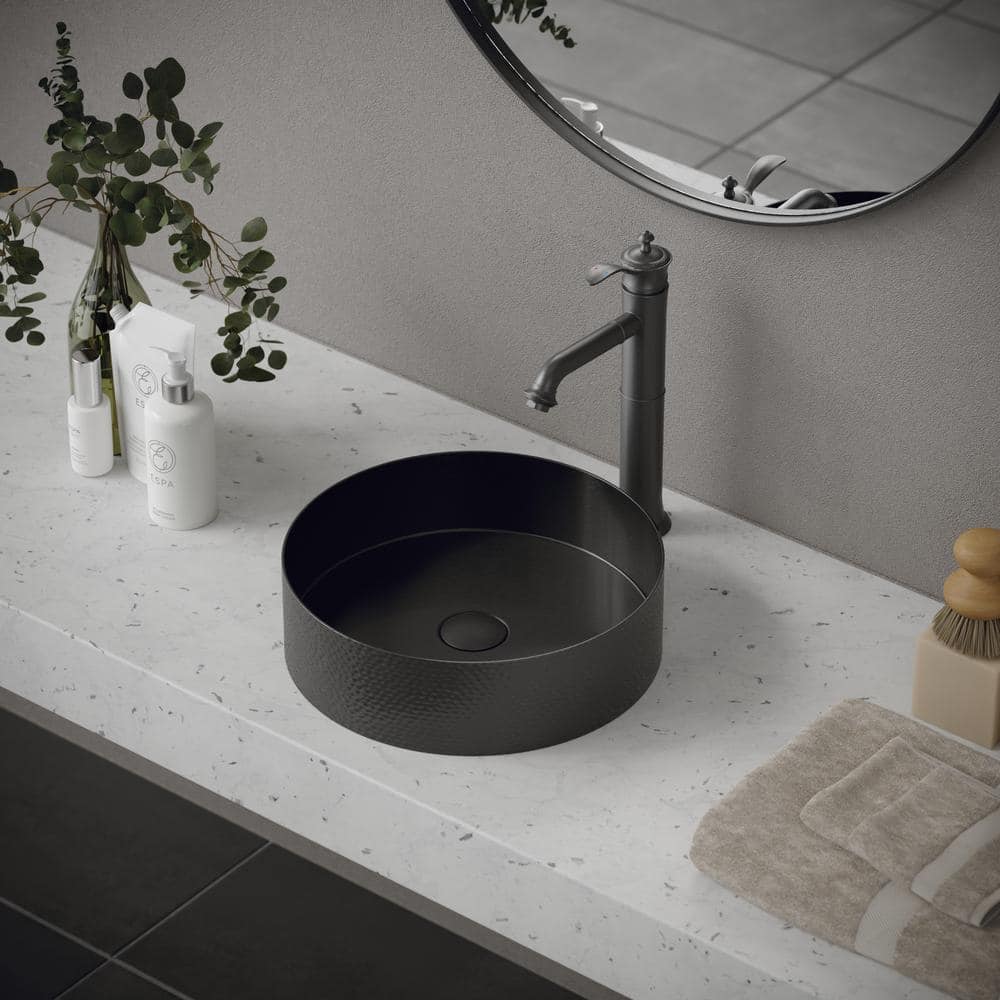 Gunmetal Gray Stainless Steel Round Vessel Sink