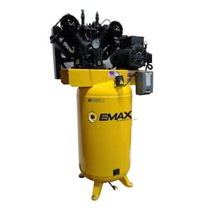 Industrial 7.5HP 31 CFM 1-Phase 2 Stage 80 Gal. Vertical Stationary Electric Air Compressor, Pressure Lube Pump