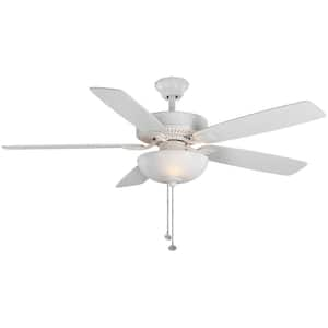 52 in. ENERGY STAR Indoor/Outdoor LED Matte White Ceiling Fan with Light Kit