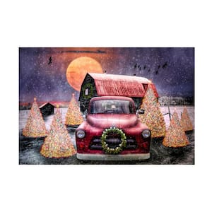 Home Celebrate Life Gallery 'Red Truck Under The Christmas Moon' Unframed Photography Wall Art 22 in. x 32 in.