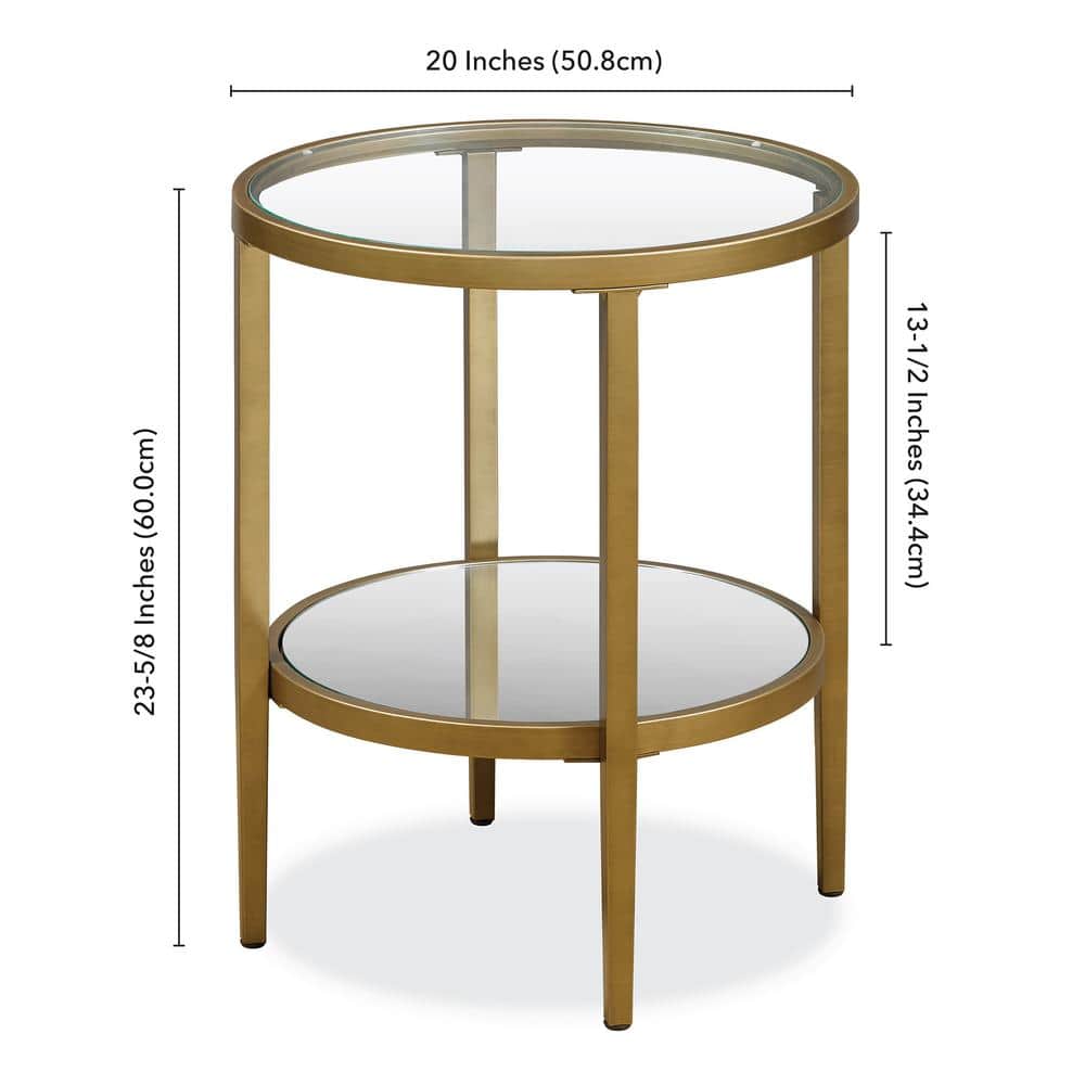 Hera 20 in. Blackened Bronze Round Glass Top End Table - thumbnail 3