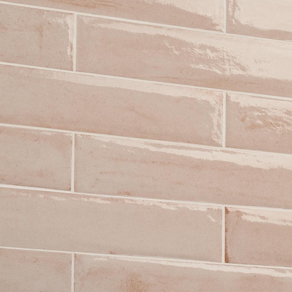 Rose Polished Porcelain Subway Wall Tile 3x16