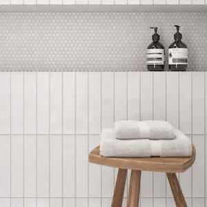 360 Square 3/4 in. x 3/4 in. Glossy White Gloss Porcelain Mosaic Tile (10 sq. ft./Case)
