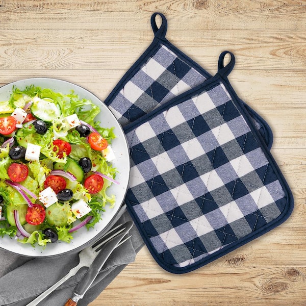 Buffalo Check Polyester/Cotton Navy Pot Holders (2-Pack)