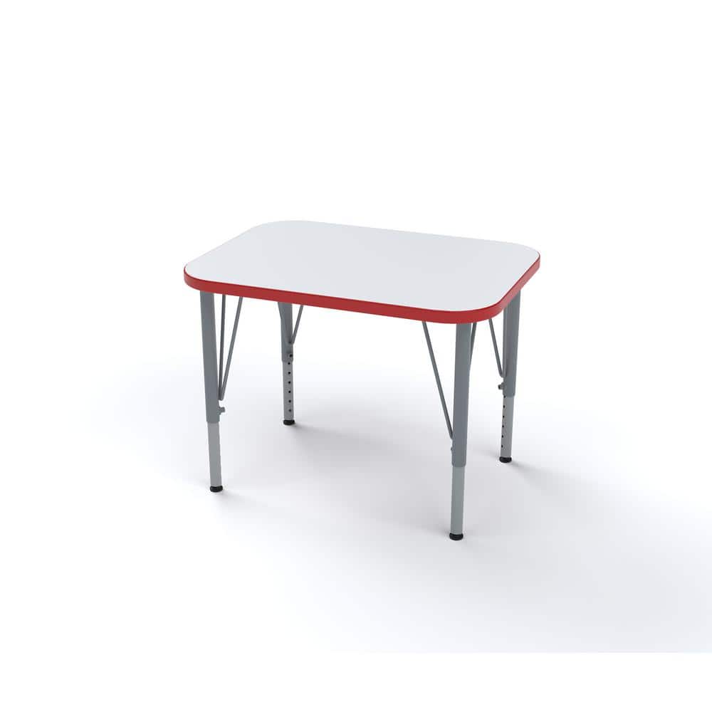 Versa Rectangle Classroom Table Height Adjustable Kids Desk, (Red, 14-23 in