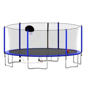 16 ft. Round Outdoor Trampoline with Basketball Hoop and Ladder
