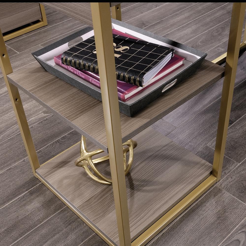 Diamond Ash L-Shaped Computer Desk with Drawers