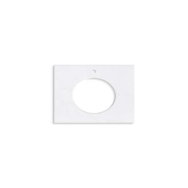 Silestone 31 in. W x 22.4375 in. D Quartz Oval Cutout with Vanity Top in Eternal Statuario