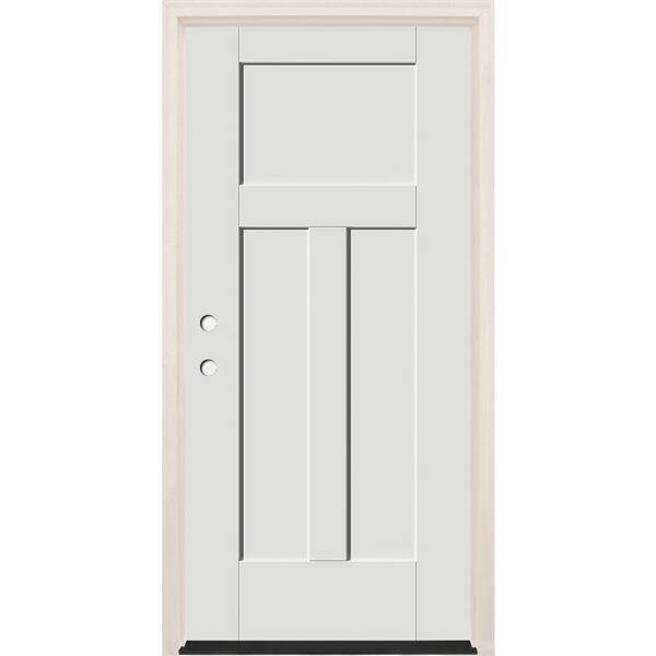 Builders Choice 36 in. x 80 in. 3-Panel Craftsman Right-Hand Alpine Fiberglass Prehung Front Door w/4-9/16 in. Frame and Bronze Hinges