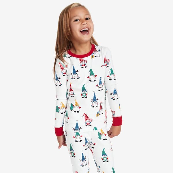 The Company Store Company Cotton Printed Unisex 6/7 White Multi Pajama Set