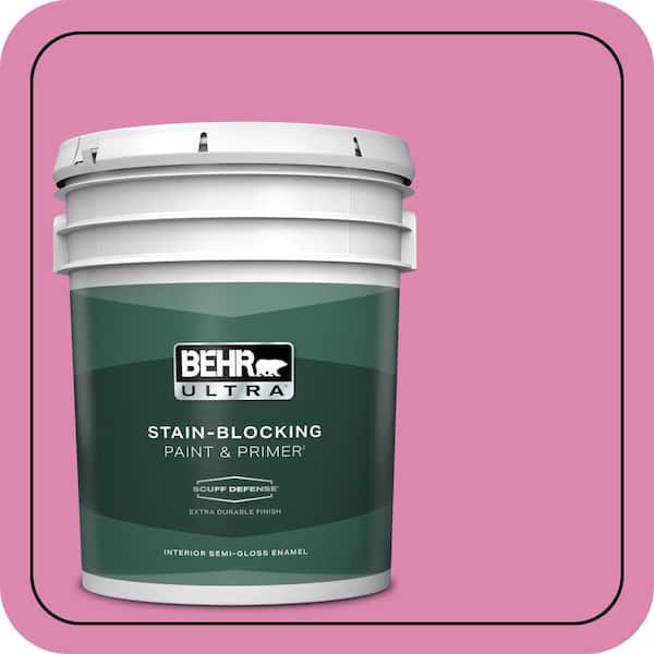 BEHR ULTRA 5 gal. #100B-5 Springtime Bloom Extra Durable Semi-Gloss Enamel Interior Paint & Primer