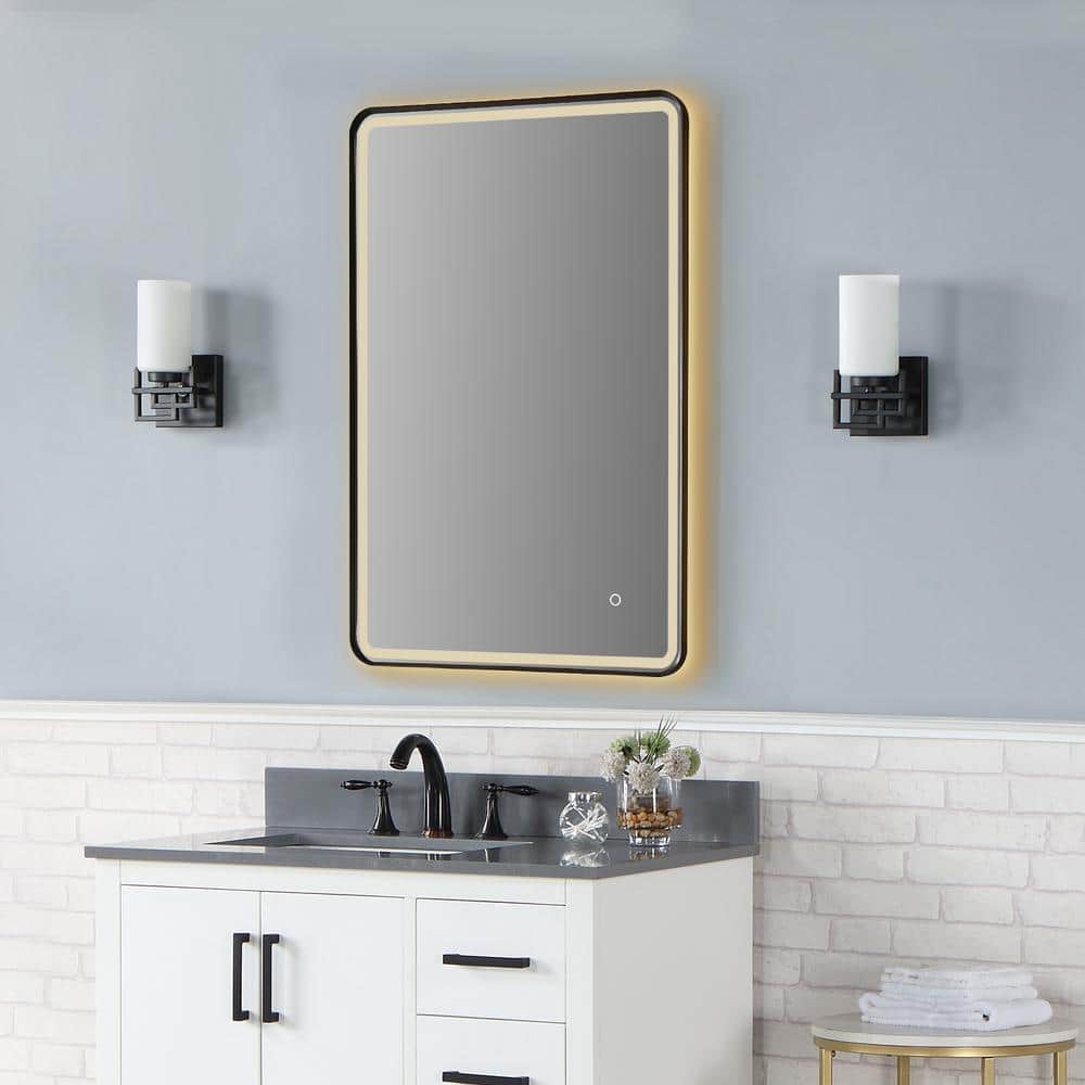 Viaggi 36" x 24" Silver and Gold LED Bathroom Vanity Mirror