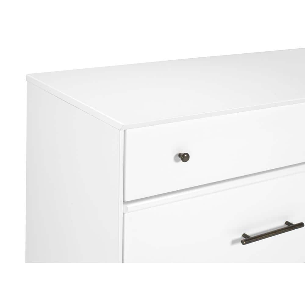 White Solid Wood Mid-Century Modern 6-Drawer Dresser