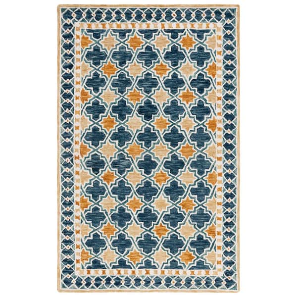 SAFAVIEH Aspen 3 ft. x 5 ft. Navy/Yellow Transitional Floral Area Rug