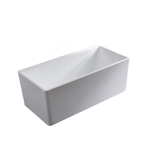67 in. x 31.5 in. Acrylic Soaking Freestanding Bathtub in Glossy White