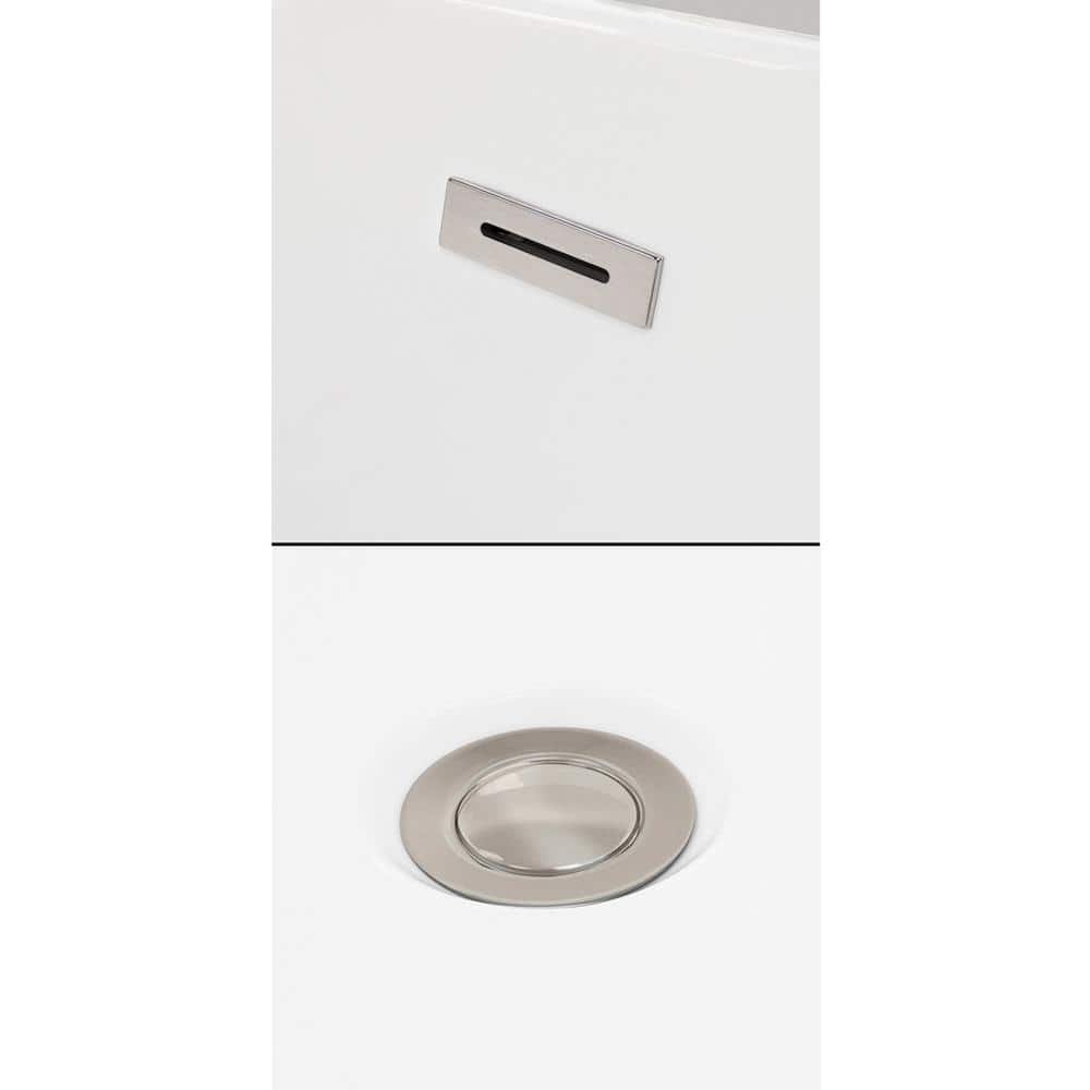 Dorrit 66" White Acrylic Freestanding Soaking Bathtub with Brushed Nickel Trim