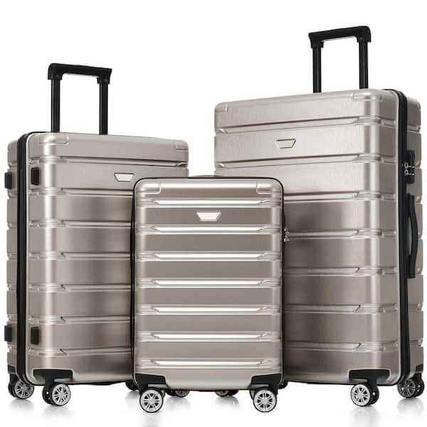 Merax 3-Piece Fog Gray ABS Plus PC Hardshell Spinner 20 in. 24 in. 28 in. Luggage Set
