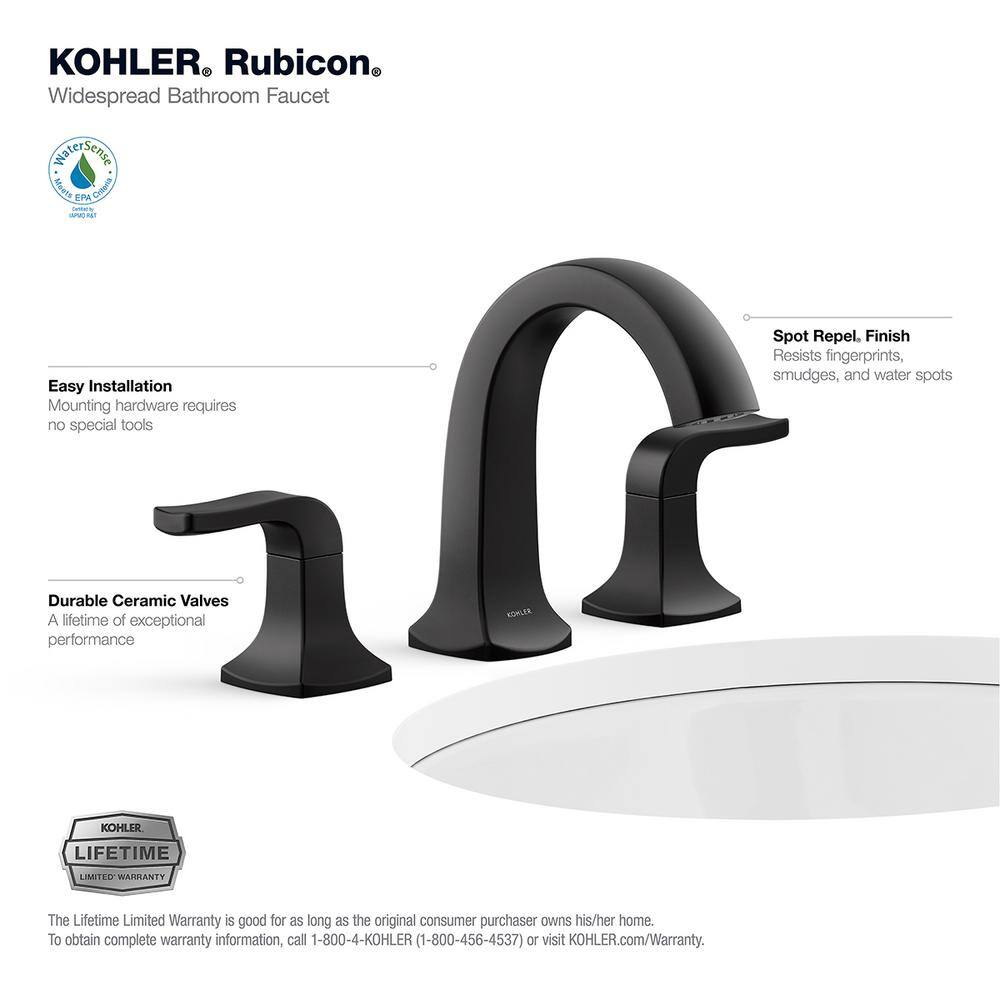 Matte Black Double Handle Widespread Bathroom Faucet
