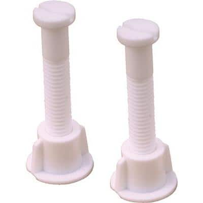ProPlus 7/16 in. x 2-1/4 in. Toilet Seat Bolts Plastic White, Display Bag (2-Pack)