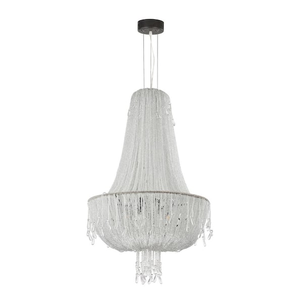 Glacier 20.7 in. 5-Light Dark Gray Finish Glam Chandelier with Clear Bead for Living Room